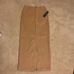 Brown Corduroy Pencil Skirt